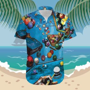 Playing Pool With Billiards Blue Pattern Hawaiian Shirts  - Thelegend59