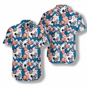 Poker Seamless Blue Pattern Hawaiian Shirt  - Thelegend59