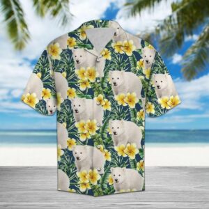 Polar Bear Frangipani Green Unique Design Hawaiian Shirt For Men Women  - Thelegend59