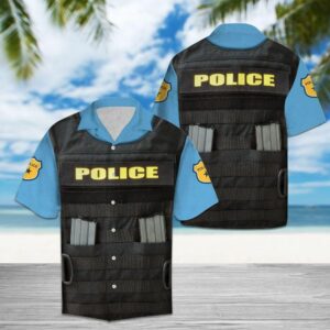 Police Black Blue Best Design Hawaiian Shirt For Men Women  - Thelegend59