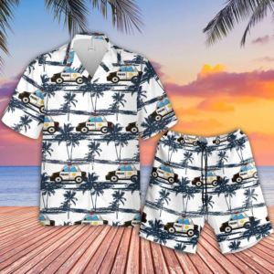 Police Car Hawaiian Shirt Set For Men Women  - Thelegend59