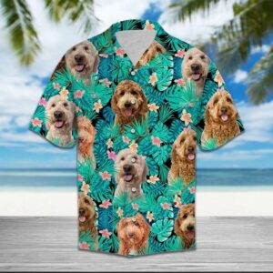 Poodle Dogs Hawaiian Graphic Print Short Sleeve  - Thelegend59