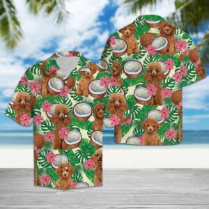 Poodle Tropical Coconut Green Pink Best Design Hawaiian Shirt For Men Women  - Thelegend59