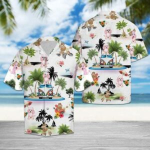 Poodle Vacation  White Awesome Design Unisex Hawaiian Shirt  - Thelegend59