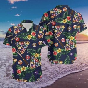 Pool Billiard Tropical Hawaiian Graphic Print Short Sleeve  - Thelegend59
