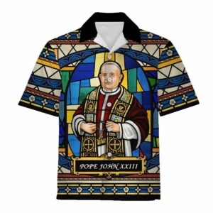 Pope John Stained Glass Hawaiian Shirt  - Thelegend59