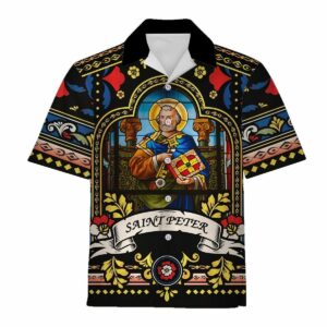 Pope St Peter Stained Glass Hawaiian Shirt  - Thelegend59