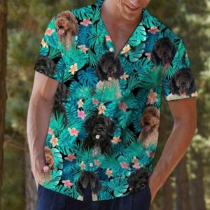 Portuguese Water Dog Tropical Green Unique Design Hawaiian Shirt For Men Women  - Thelegend59