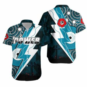 Power Anzac Day Hawaiian Shirt Port Adelaide Mix Indigenous  - Thelegend59