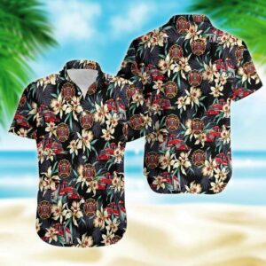 Proud Firefighter Vintage Tropical Unisex Hawaiian Aloha Hawaiian Shirtss  - Thelegend59