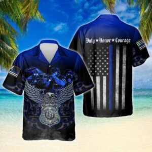 Proud Us Police Duty Honor Courage Hawaiian Aloha Hawaiian Shirtss  - Thelegend59