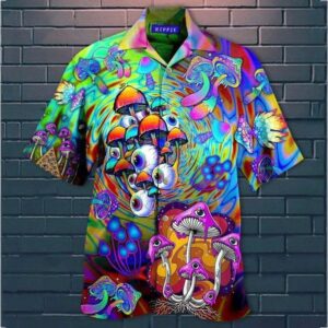 Psychedelic Art Magic Mushroom Trippy Hippie Hawaiian Shirt For Men Women  - Thelegend59
