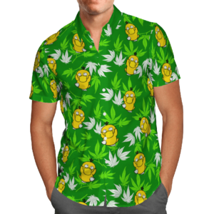 Psyduck Tropical Hawaiian Graphic Print Short Sleeve  - Thelegend59