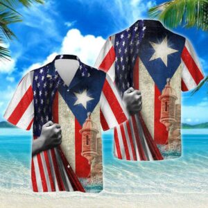 Puerto Rican American Hawaiian Shirt For Men Women  - Thelegend59