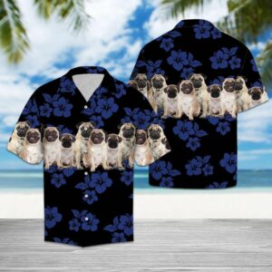 Pug Blue Awesome Design Hawaiian Shirt For Men Women  - Thelegend59