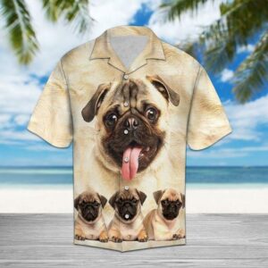 Pug Great  Tan Nice Design Unisex Hawaiian Shirt  - Thelegend59