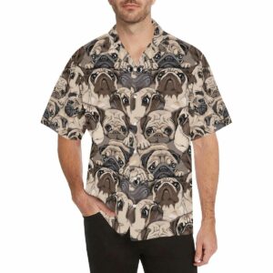 Pug Pattern Background Mens All Over Print Hawaiian Shirt  - Thelegend59