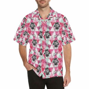 Pug Pattern Mens All Over Print Hawaiian Shirt  - Thelegend59