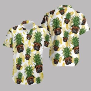 Pug Pineapple Head Dog Love Hawaiian Aloha Hawaiian Shirtss  - Thelegend59