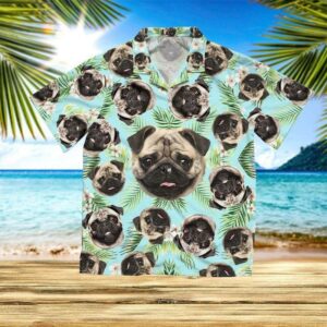 Pug Summer Animal  Blue Unique Design Unisex Hawaiian Shirt  - Thelegend59