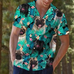 Pug Tropical Green Nice Design Hawaiian Shirt For Men Women  - Thelegend59