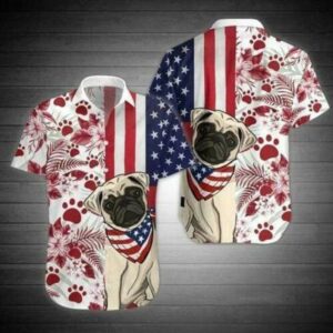 Pug Usa 4Th Of July Aloha Hawaiian Shirts  - Thelegend59