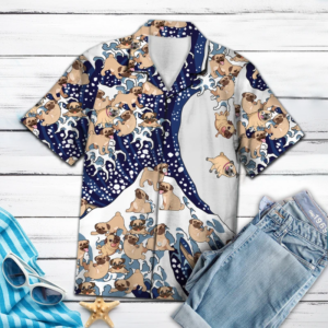 Pug Waves Hawaiian Shirt For Men Women  - Thelegend59
