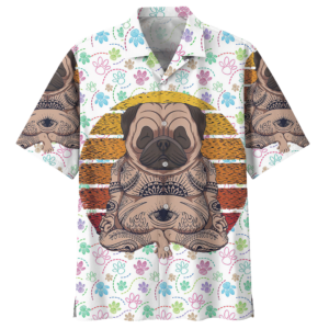 Pug White Unique Design Unisex Hawaiian Shirt  - Thelegend59