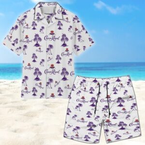 Purple Crown Royal Palm Tree All Over Print 3D Unisex Hawaiian Shirt And Beach Short  - Thelegend59