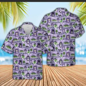 Purple Haunted Mansion Hawaiian Aloha Hawaiian Shirts For Men Women  - Thelegend59