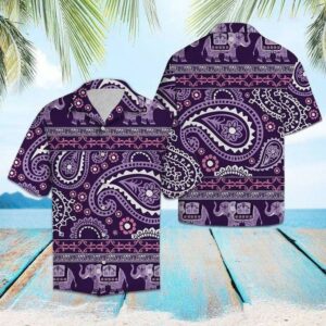 Purple Psychedelic Elephant Hawaiian Aloha Hawaiian Shirtss  - Thelegend59