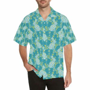 Rabbit Flower Theme Pattern Mens All Over Print Hawaiian Shirt  - Thelegend59