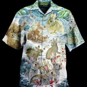 Rabbits In Snow Multicolor Amazing Design Hawaiian Shirt For Men Women  - Thelegend59