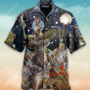 Rabbits Love The Moon Hawaiian Shirt  - Thelegend59