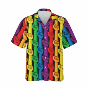 Rainbow Color Lgbt Gay Pride Hand Pattern Unisex Hawaiian Shirts  - Thelegend59