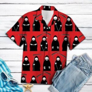 Red Amazing Grim Reaper Hawaiian Aloha Hawaiian Shirtss  - Thelegend59