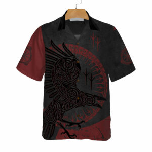 Red And Black Raven Viking Hawaiian Shirt - Unique Viking Raven Hawaiian Shirts - For Men And Women - Kids  - Thelegend59