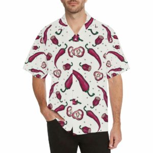 Red Chili Pattern Background Mens All Over Print Hawaiian Shirt  - Thelegend59