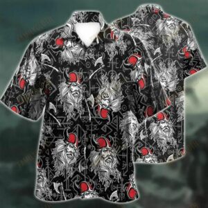 Red Hat Viking Black Nice Design Hawaiian Shirt For Men Women  - Thelegend59