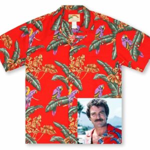Red Jungle Bird Tom Sellecks Vintage Hawaiian Aloha Hawaiian Shirtss  - Thelegend59