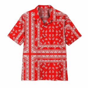 Red Paisley Pattern Hawaiian Aloha Hawaiian Shirtss  - Thelegend59