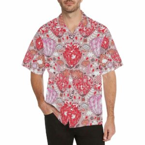 Red Pink Hot Air Balloon Pattern Mens All Over Print Hawaiian Shirt  - Thelegend59