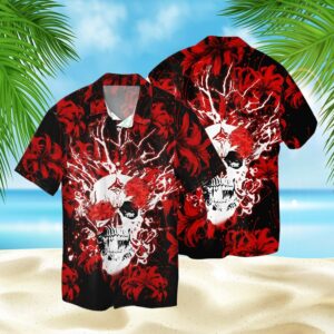 Red Spider Lily Skull 3D Hawaiian Shirt  - Thelegend59