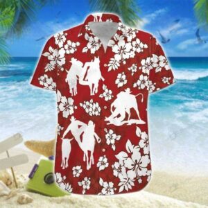 Red Steer Wrestling Hawaiian Shirt For Men Women  - Thelegend59