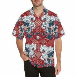 Red Theme Japanese Pattern Mens All Over Print Hawaiian Shirt  - Thelegend59