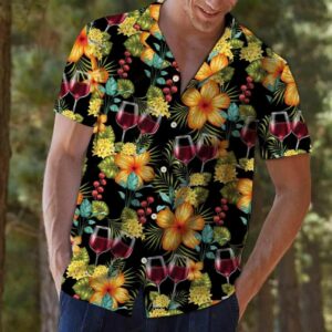 Red Wine Colorful Floral Unique Design Hawaiian Shirt For Men Women  - Thelegend59