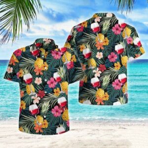 Red Wine Hibiscus Tropical Aloha Hawaiian Shirts  - Thelegend59