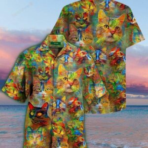 Retro Cats Multicolor Unique Design Hawaiian Shirt For Men Women  - Thelegend59