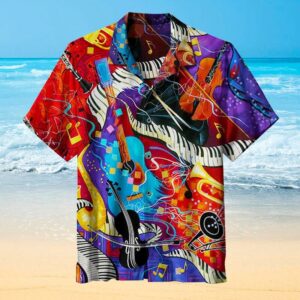 Retro Musical Instrument Pattern Hawaiian Shirt For Men Women  - Thelegend59