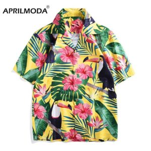 Retro Vinatge Tropical Parrots Hawaiian Shirt  - Thelegend59